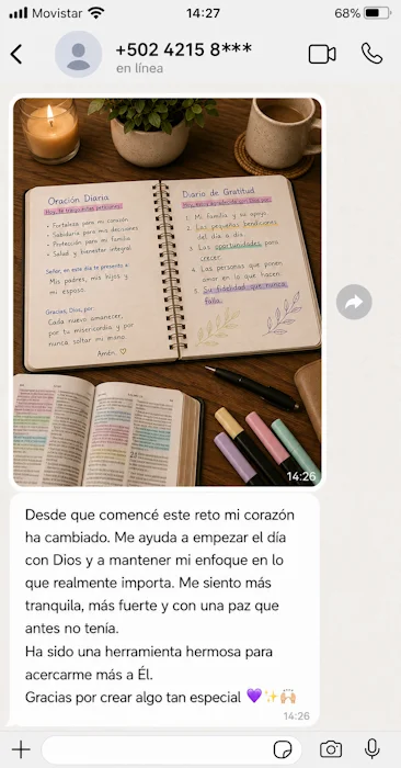 Testimonio del Reto de 30 Días de Oración: diario y Biblia con mensaje sobre transformación, enfoque y paz